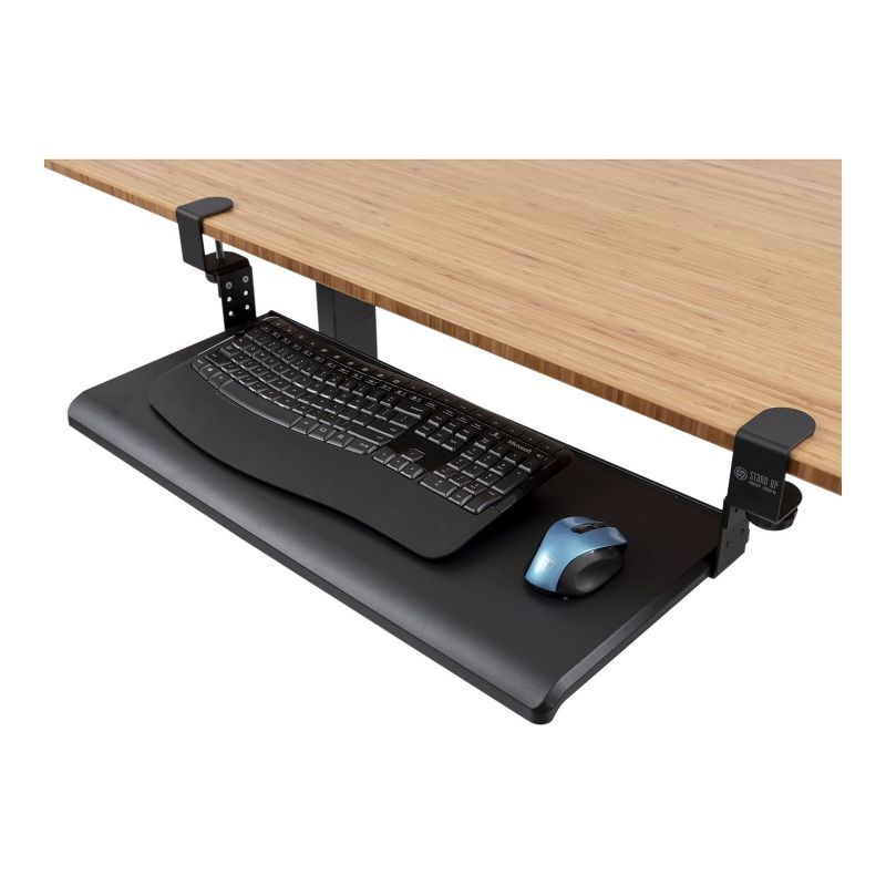 Large Black Adjustable Clamp-On Under Desk Keyboard Tray