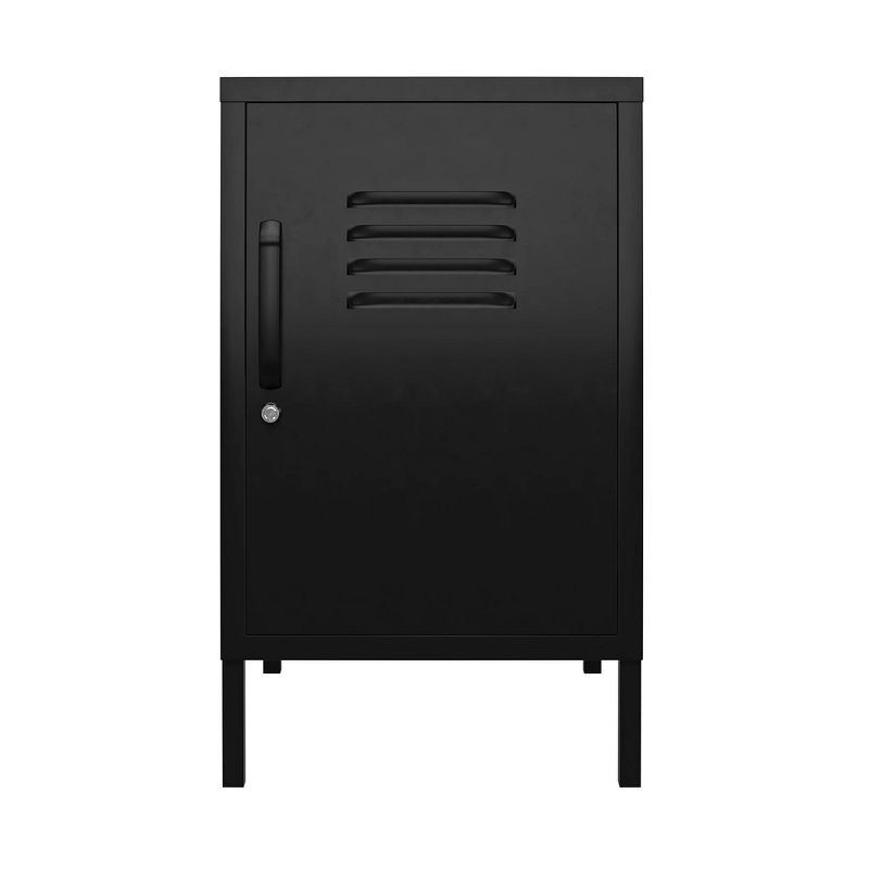 Black Metal Locker Style End Table with Shelves