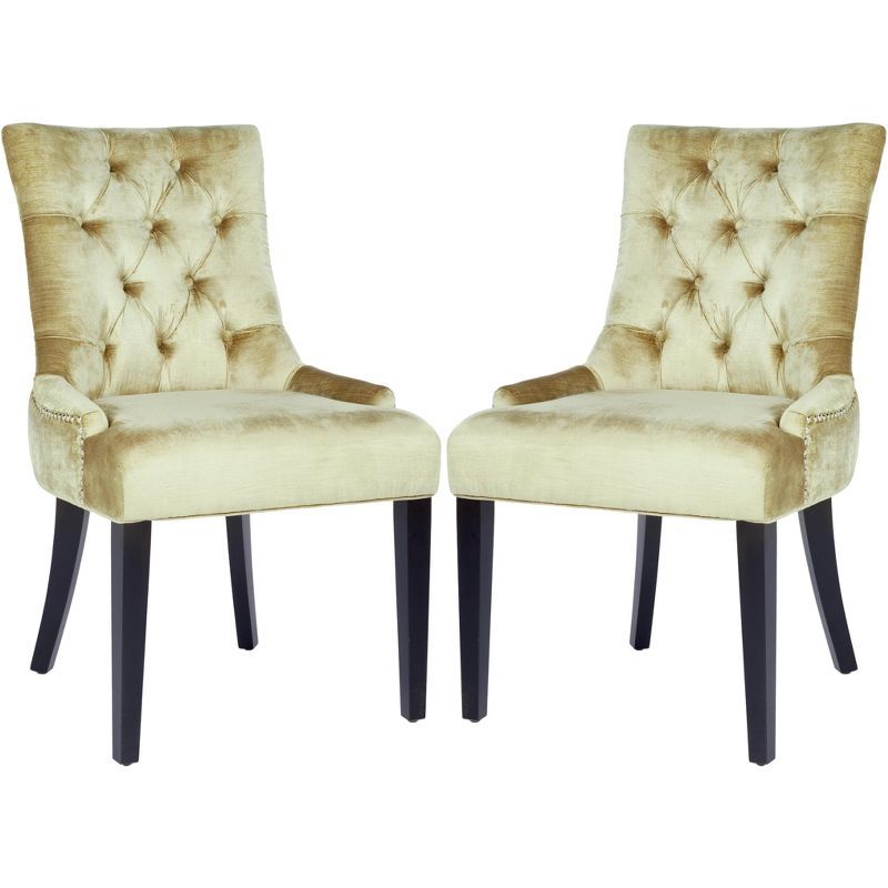 Antique Sage Velvet Upholstered Parsons Side Chair Set