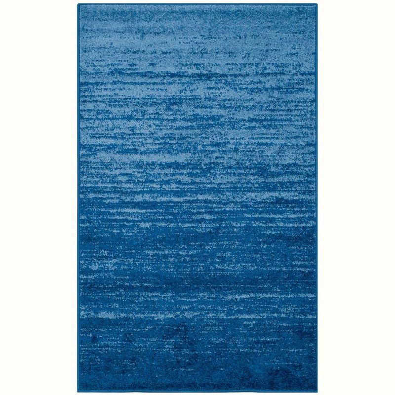 Adirondack Light Blue and Dark Blue Synthetic 4' x 6' Striped Area Rug