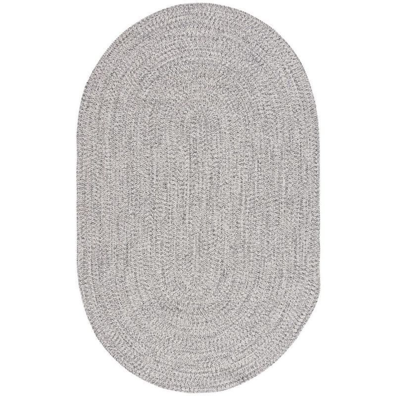 Reversible Handwoven Gray Synthetic Oval Rug 4' x 6'