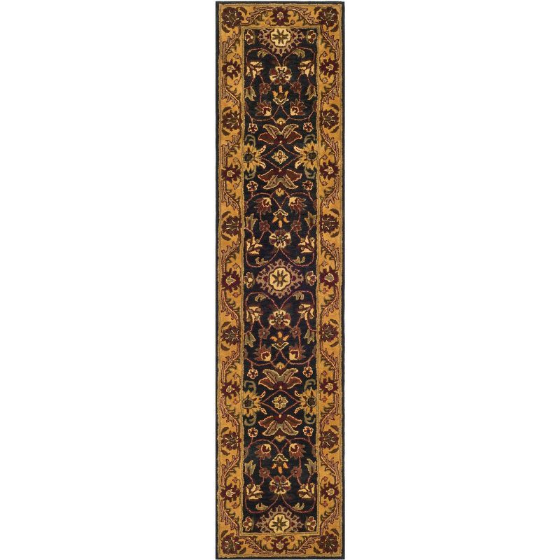 Elegant Jaipur 27'' Black and Gold Hand-Tufted Wool Runner Rug