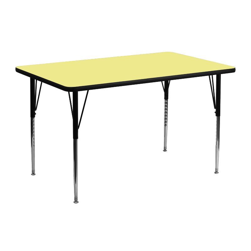 Yellow Rectangular Adjustable Height Laminate Activity Table