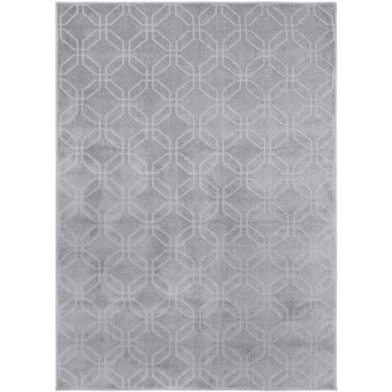 Gray Hand-Knotted Synthetic Rectangular Area Rug