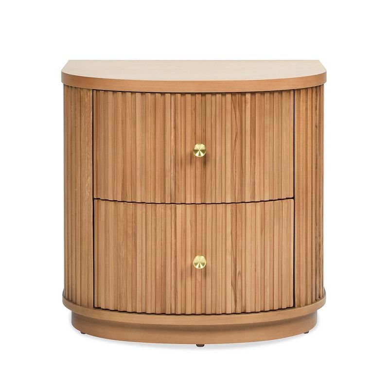 Valentine Natural Brown Beech Wood Half Moon Storage Side Table