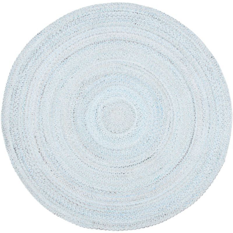 Handmade Blue Round Braided Reversible Area Rug