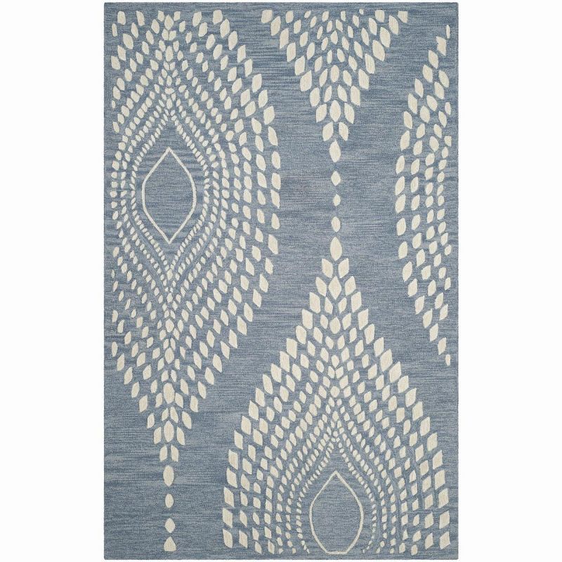 Bella Blue and Ivory Hand-Tufted Wool Area Rug 5' x 8'