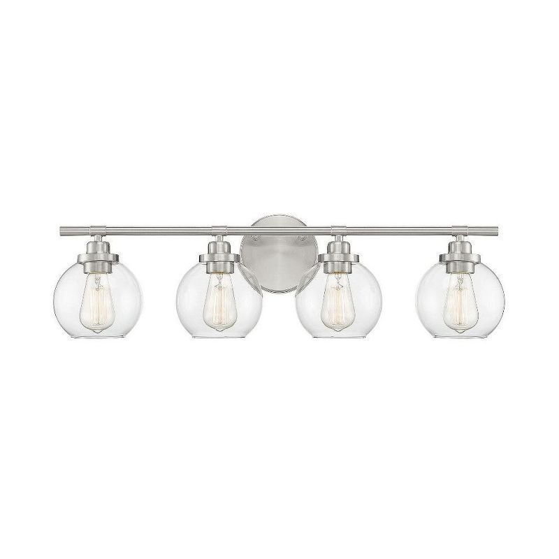 Carson 4-Light Satin Nickel Vanity Fixture with Clear Glass Shades