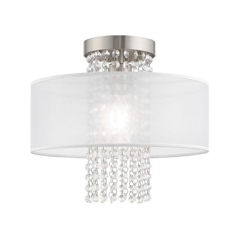 Bella Vista Brushed Nickel Crystal Drum Ceiling Light