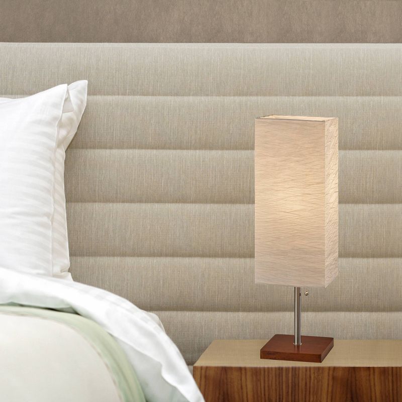 Dune Walnut and Brushed Steel Table Lamp with White Shade