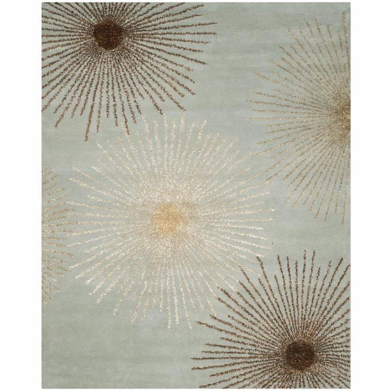 Handmade Light Blue Multicolor Wool Rectangular Area Rug 9' x 12'