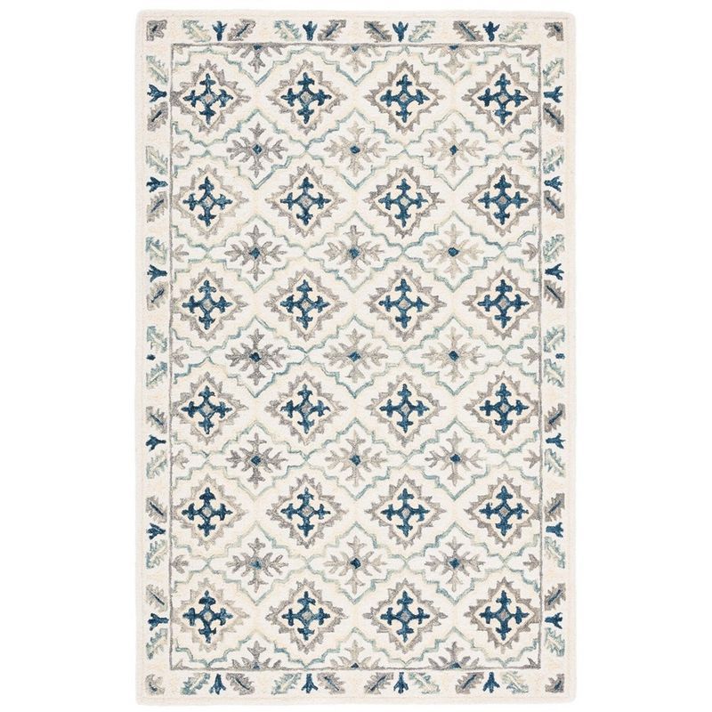 Ivory Wool-Cotton Blend Handmade Tufted Rectangular Rug