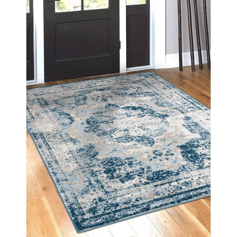 Sofia 9' x 12' Blue and Off-White Rectangular Area Rug