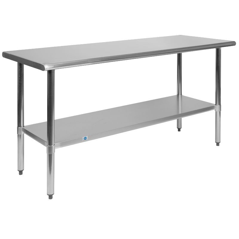 Emma Stainless Steel 62.5" Prep and Work Table with Undershelf