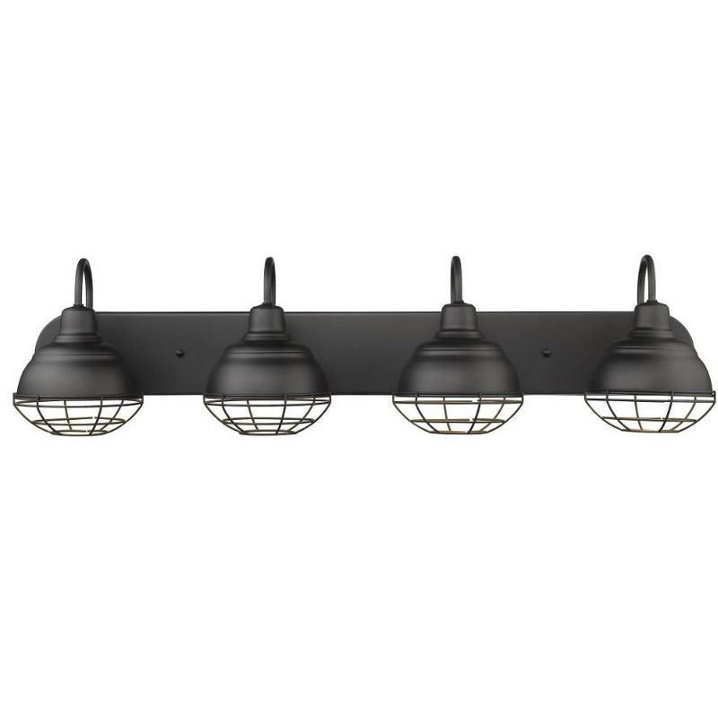 Matte Black Neo-Industrial 4-Light Vanity Fixture