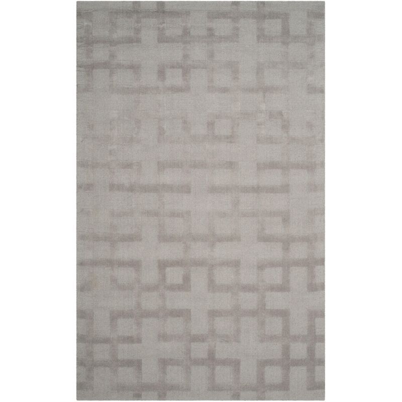 Gray Hand-Tufted Wool Geometric Area Rug