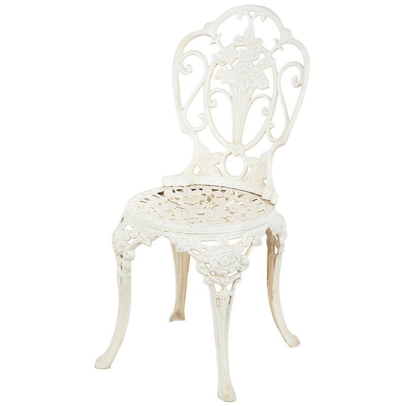 Villa Ravello White Cast Iron Rose Garden Bistro Chair