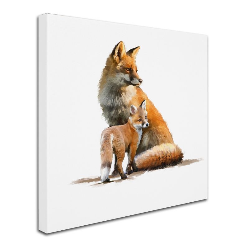 Fox and Cub Landscape Canvas Wall Art