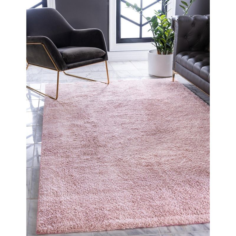 Pink High Pile Shag Rectangular Area Rug