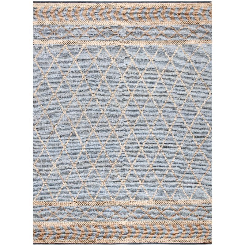 Blue and Natural Flat Woven Reversible Cotton 8' x 10' Rug