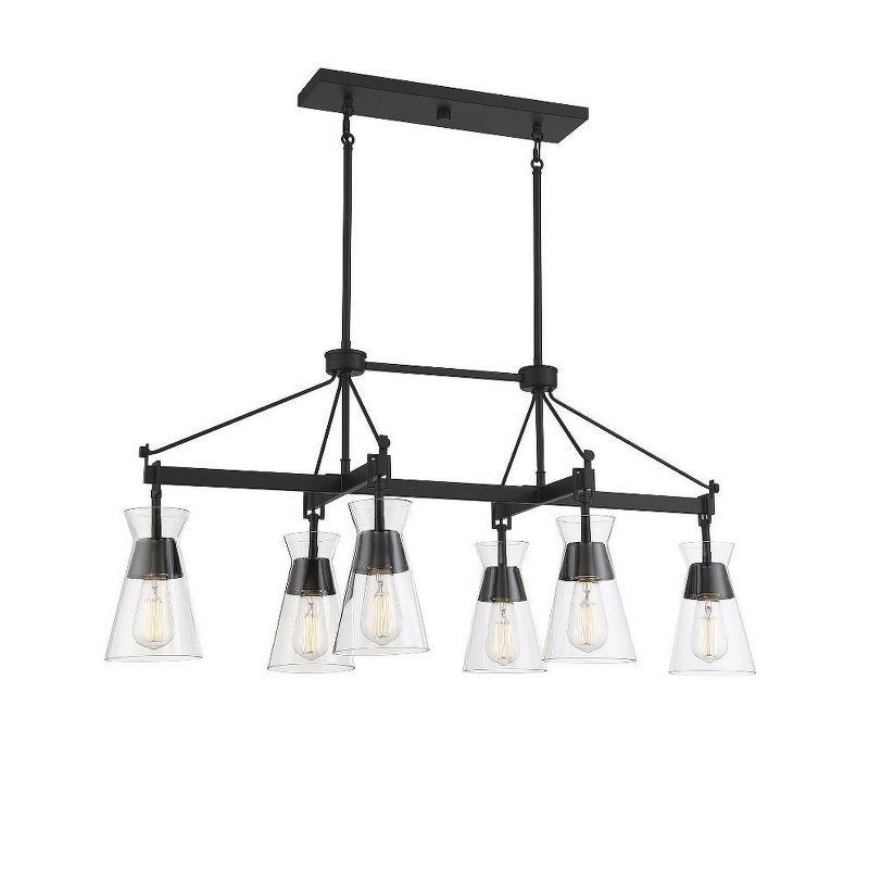 Lakewood Mid-Century Modern Matte Black 6-Light Chandelier