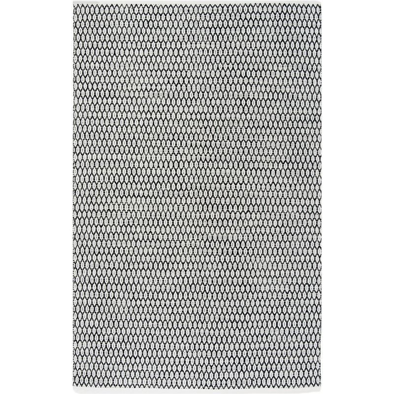 Handwoven Montauk Cotton Flatweave Rug in Black/Ivory - 4' x 6'