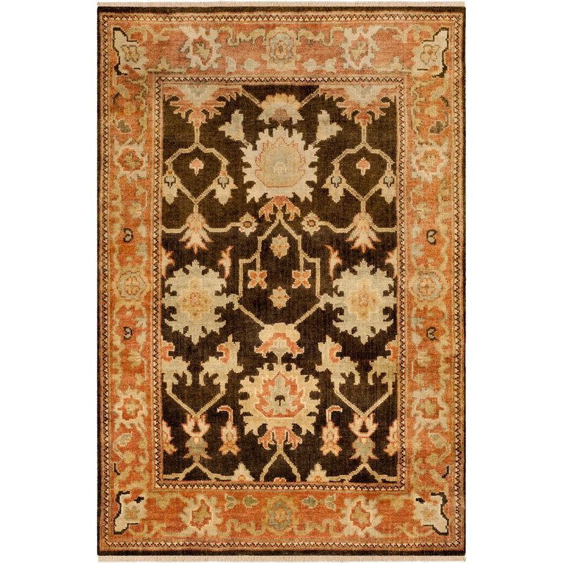 Oushak Brown and Rust Hand-Knotted Wool Area Rug 4' x 6'