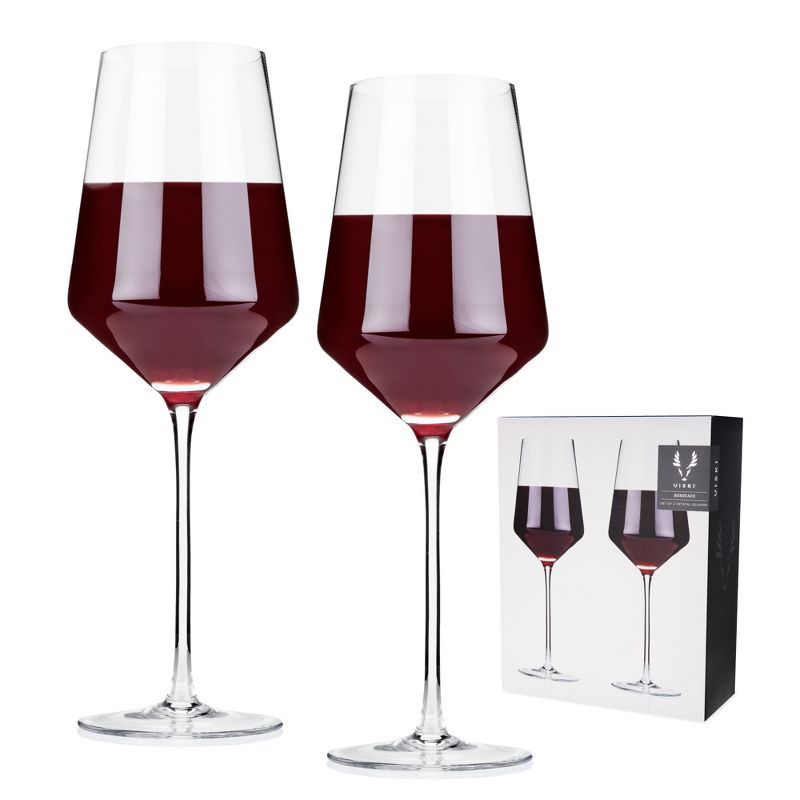 Viski Raye 16oz Clear Crystal Bordeaux Wine Glasses Set of 2
