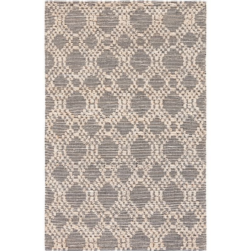 Black and Beige Flat Woven Cotton Area Rug 6' x 9'