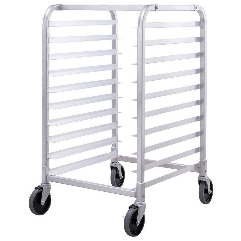 10-Shelf Silver Aluminum Kitchen Bakery Rack with Wheels