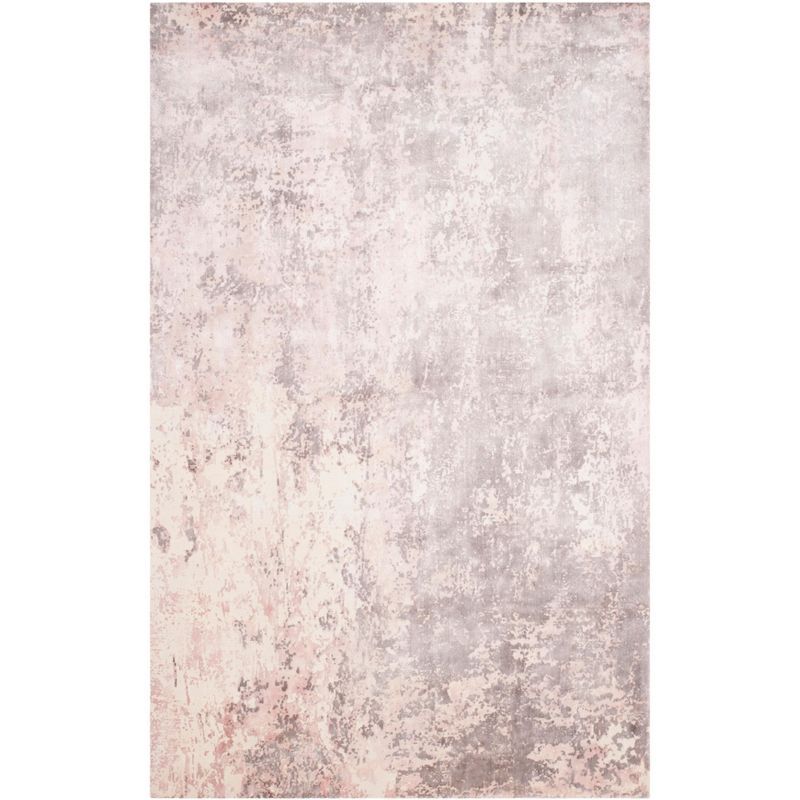 Mirage Pink and Gray Hand-Knotted Wool Viscose Area Rug 8' x 10'