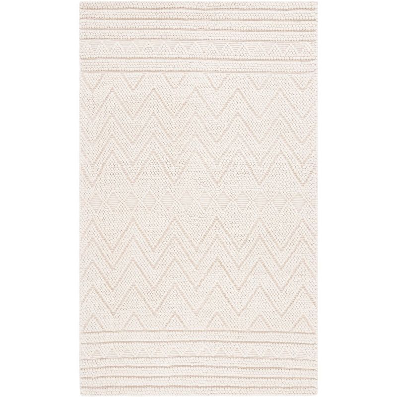 Beige Flat Woven Handmade Wool Area Rug, 3' x 5'