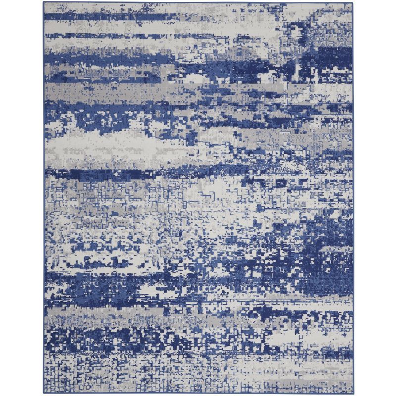 Ivory Abstract 5' x 7' Reversible Synthetic Area Rug