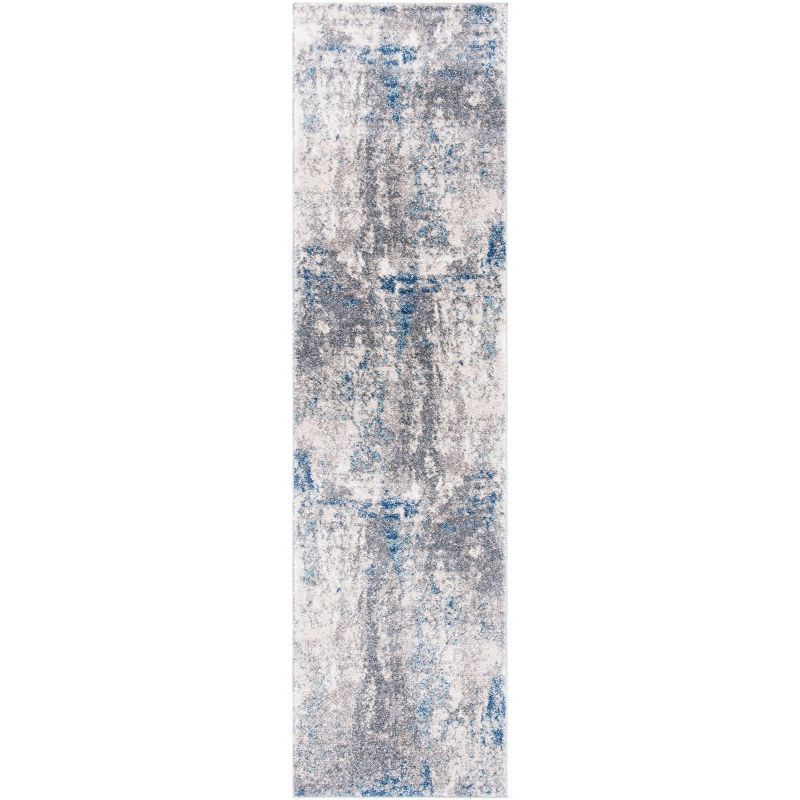 Abstract Textured Elegance 2' x 5' Grey Synthetic Area Rug