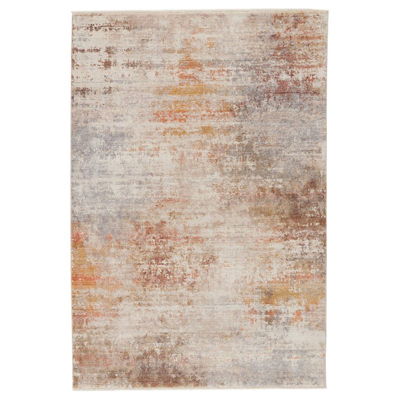 Ivory and Multicolor Abstract Stain-Resistant Area Rug