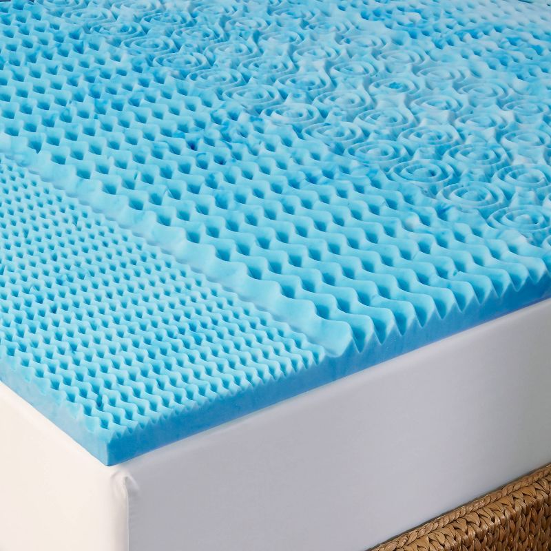 Arctic Sleep Queen Blue Gel Memory Foam Mattress Topper