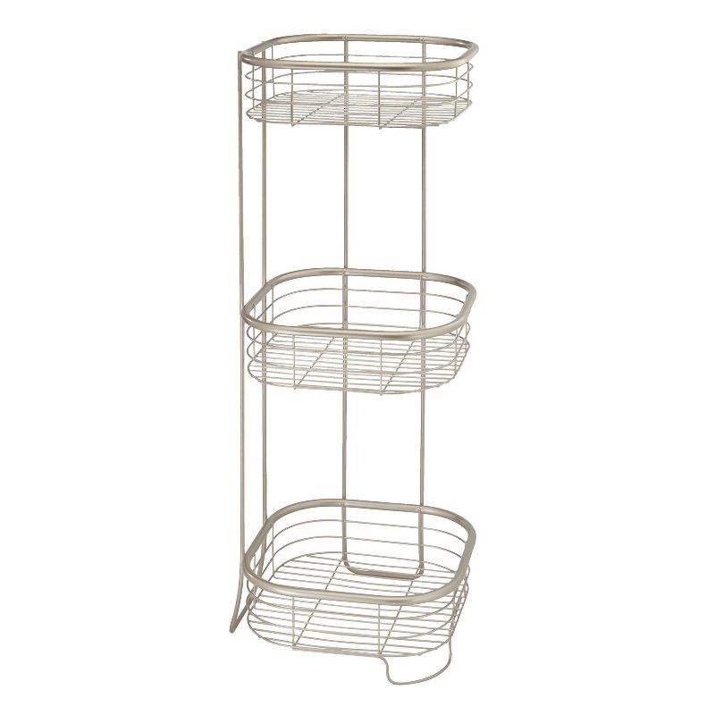 iDesign Satin Silver 3-Tier Freestanding Shower Shelf Organizer