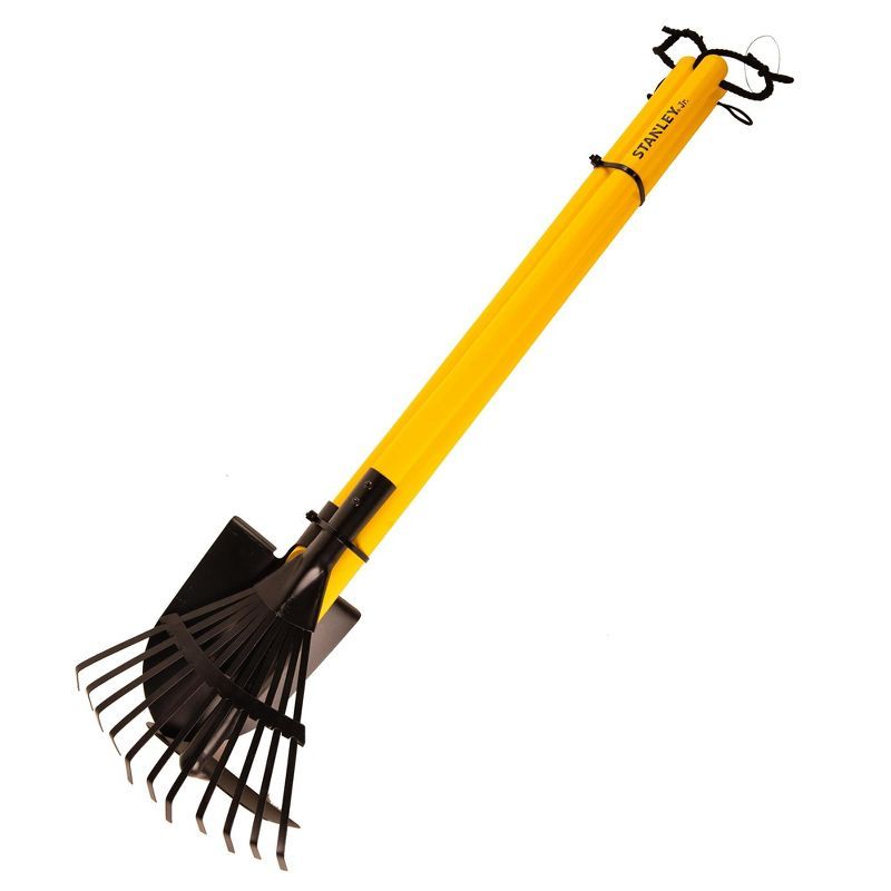 Yellow and Black Kid-Size Garden Tool Set with Hoe, Rake, Shovel