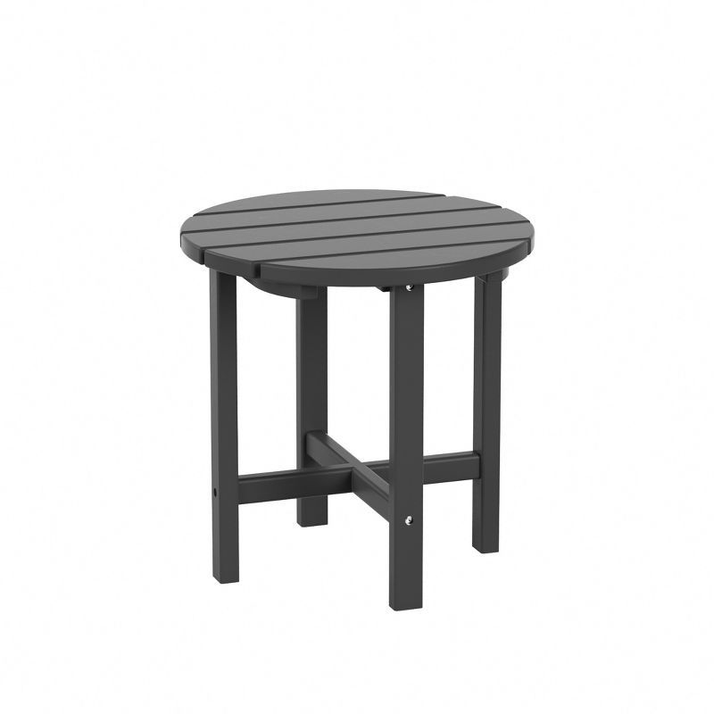 Gray Round HDPE Plastic Outdoor Side Table