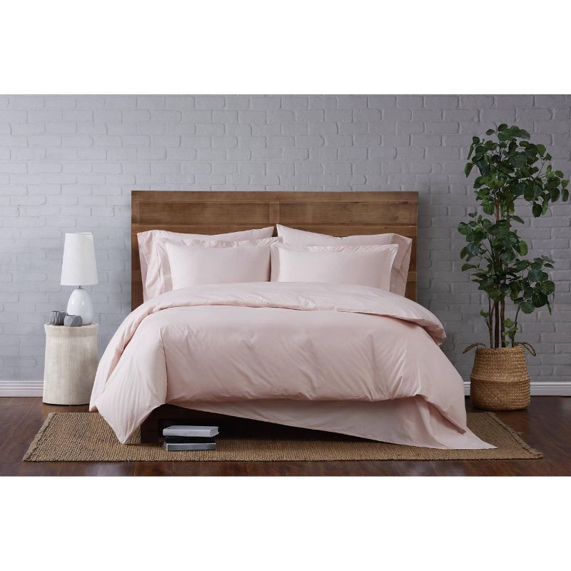 Blush Cotton King Duvet Cover Set with Shams