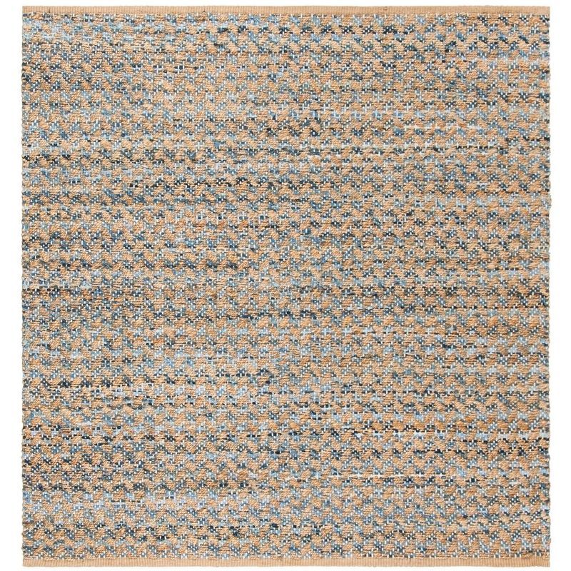 Cape Cod Blue and Natural Handwoven Jute Area Rug