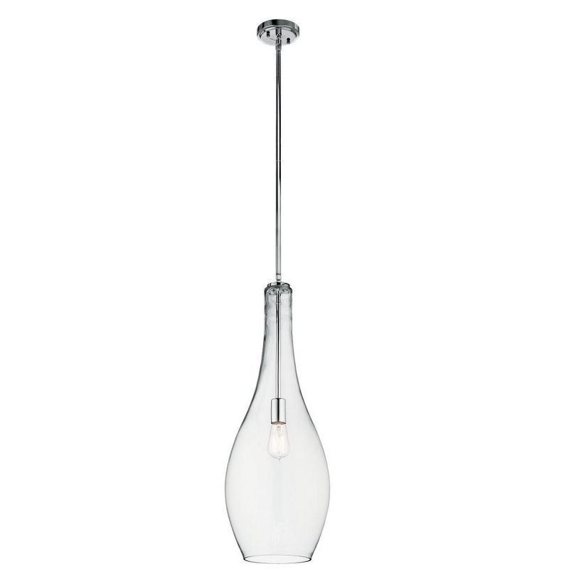 Chrome Teardrop Glass Pendant Light with Clear Shade