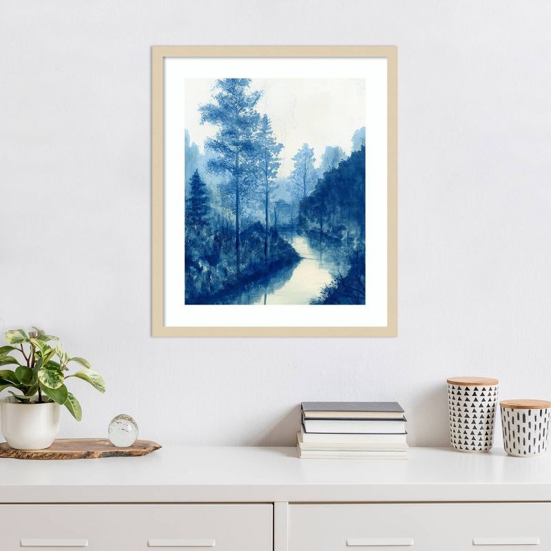 Liberty Blue Landscape II Framed Wall Art Print in Natural Wood