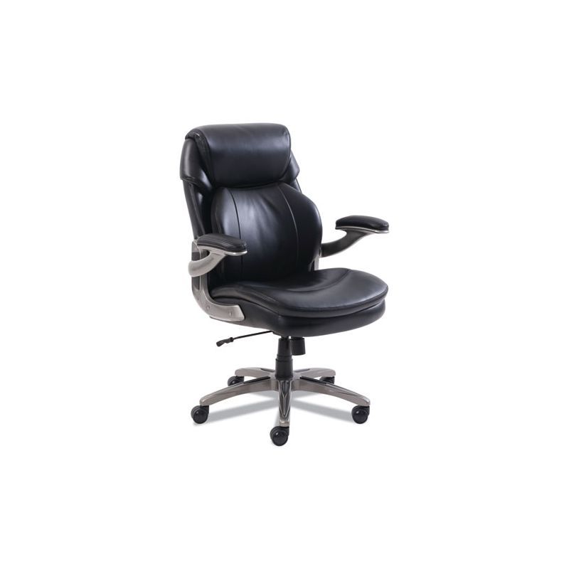 SertaPedic Black Leather Executive Swivel Chair with Adjustable Arms