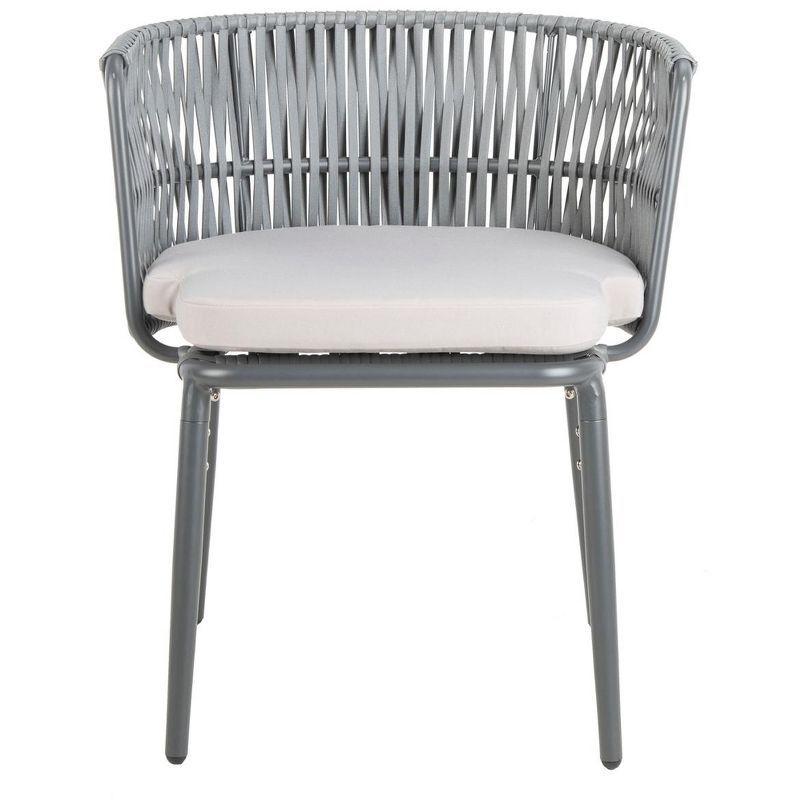 Gray Rope and Aluminum Outdoor Dining Chair with Cushions