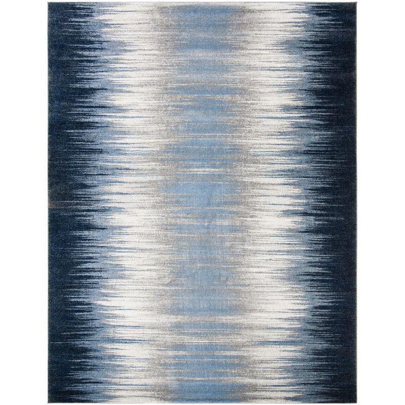 Blue and Navy Abstract 8' x 10' Stain-Resistant Area Rug