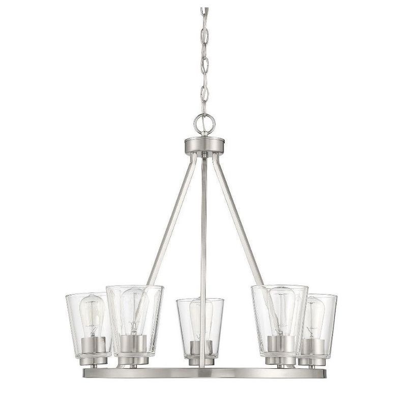 Calhoun Satin Nickel 5-Light Chandelier with Clear Glass Shades