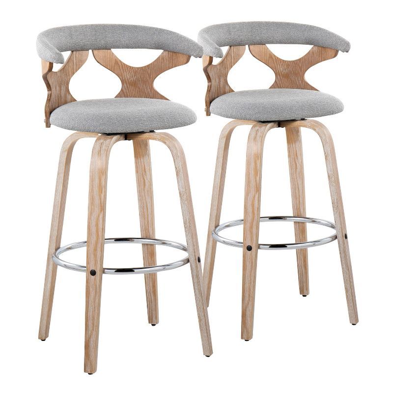 Gray Swivel Wood and Metal Barstool Set of 2