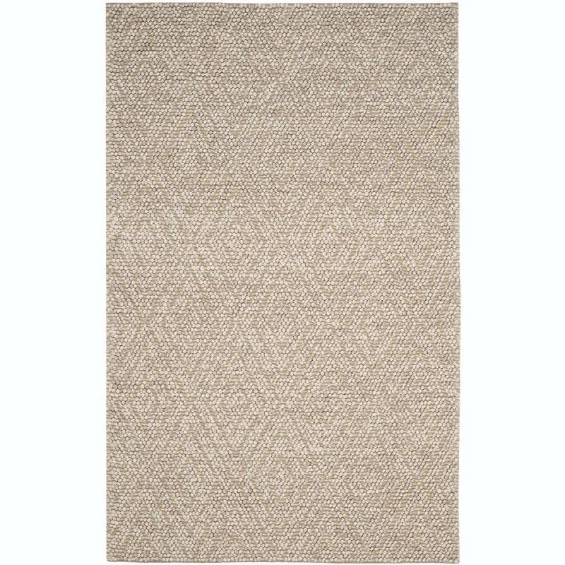 Ivory Hand-Tufted Wool Rectangular Area Rug 5' x 8'