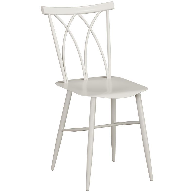 White Metal Crossback Armless Dining Chair Set